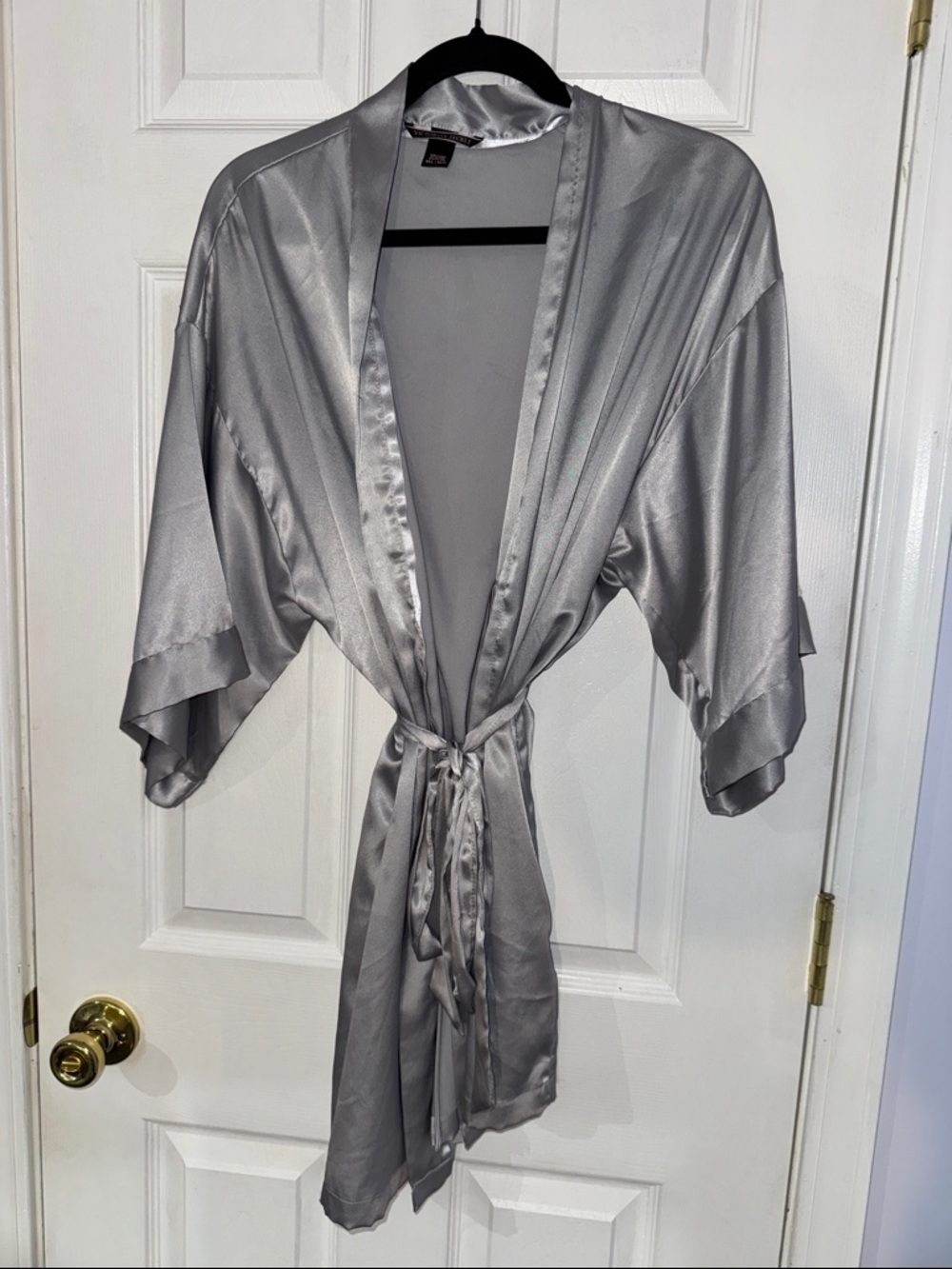 Victoria's Secret Silver Satin Wrap Robe- M/L